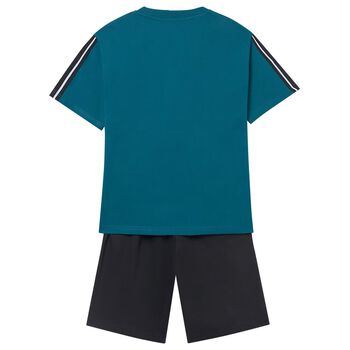 Boys Blue & Black Shorts Set