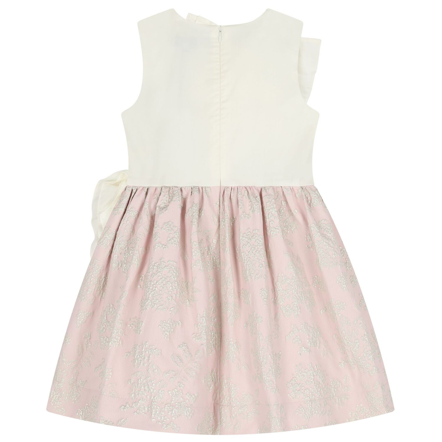Girls Ivory & Pink Ruffled Dress, 1, hi-res