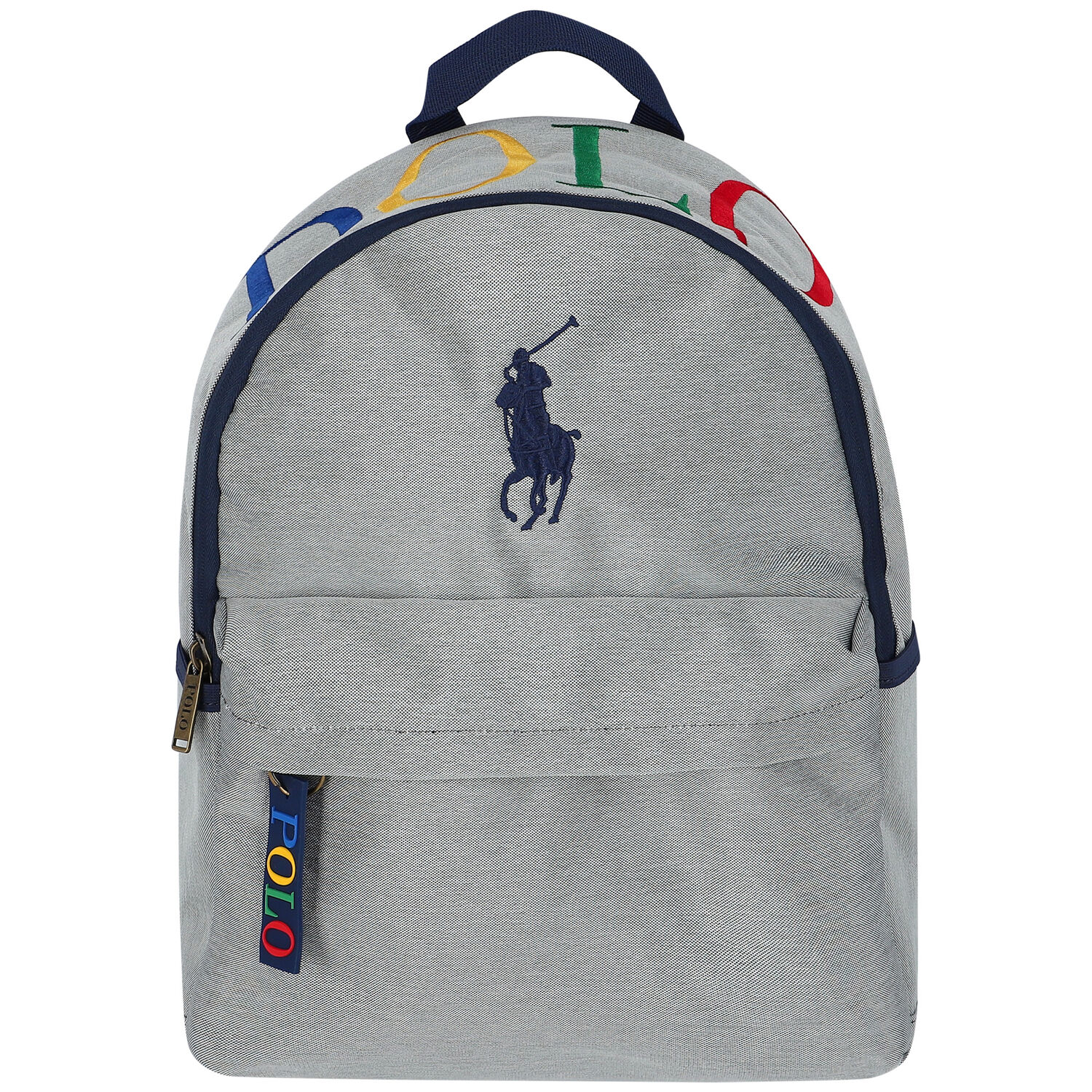 Boys Grey Logo Backpack, 2, hi-res