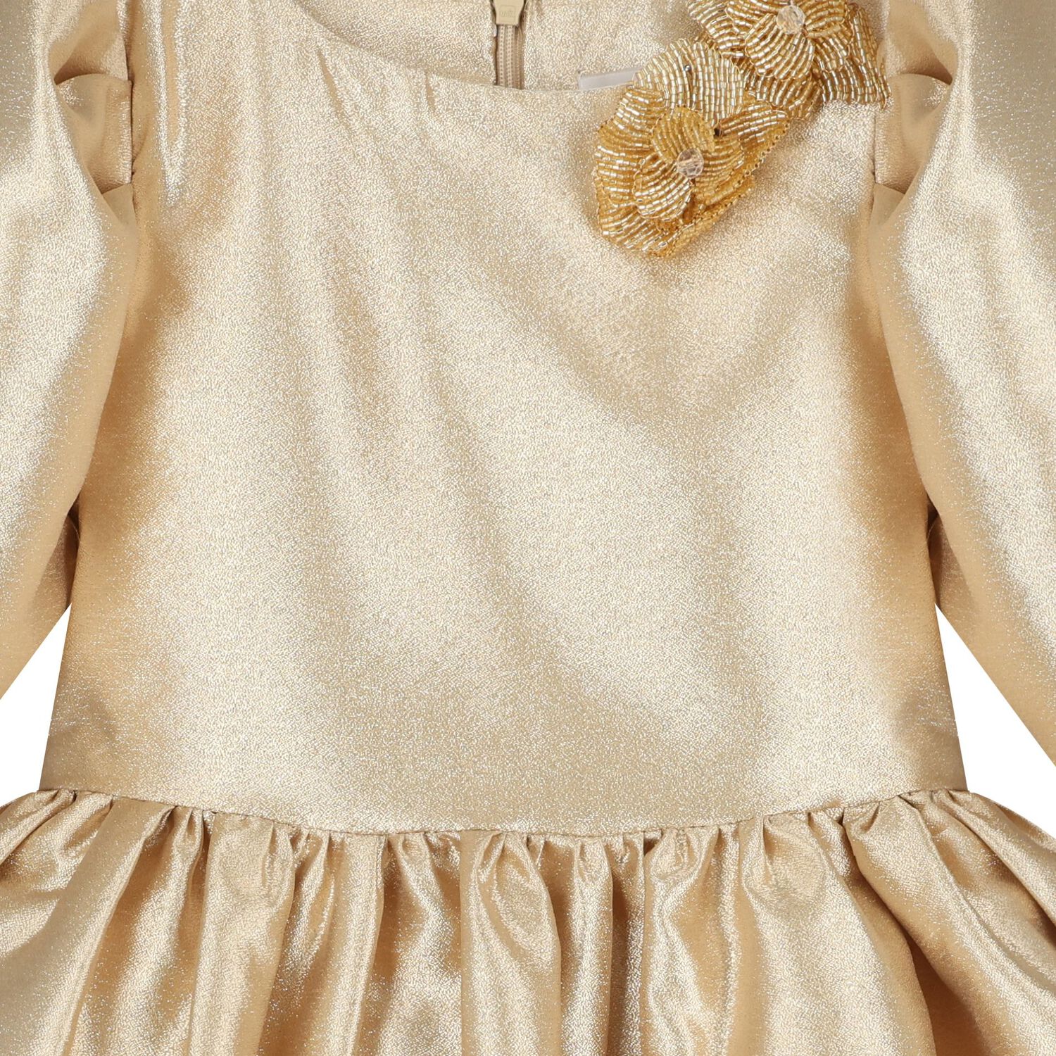 Girls Gold Flower Dress, 1, hi-res