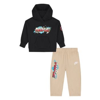 Younger Boys Black & Beige Logo Tracksuit