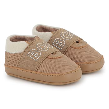 Baby Boys Beige Logo Canvas Pre Walker Shoes