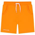 Boys White & Orange Logo Shorts Set, 1, hi-res