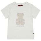 Girls Ivory Faux Fur Teddy Bear Logo T-Shirt, 1, hi-res