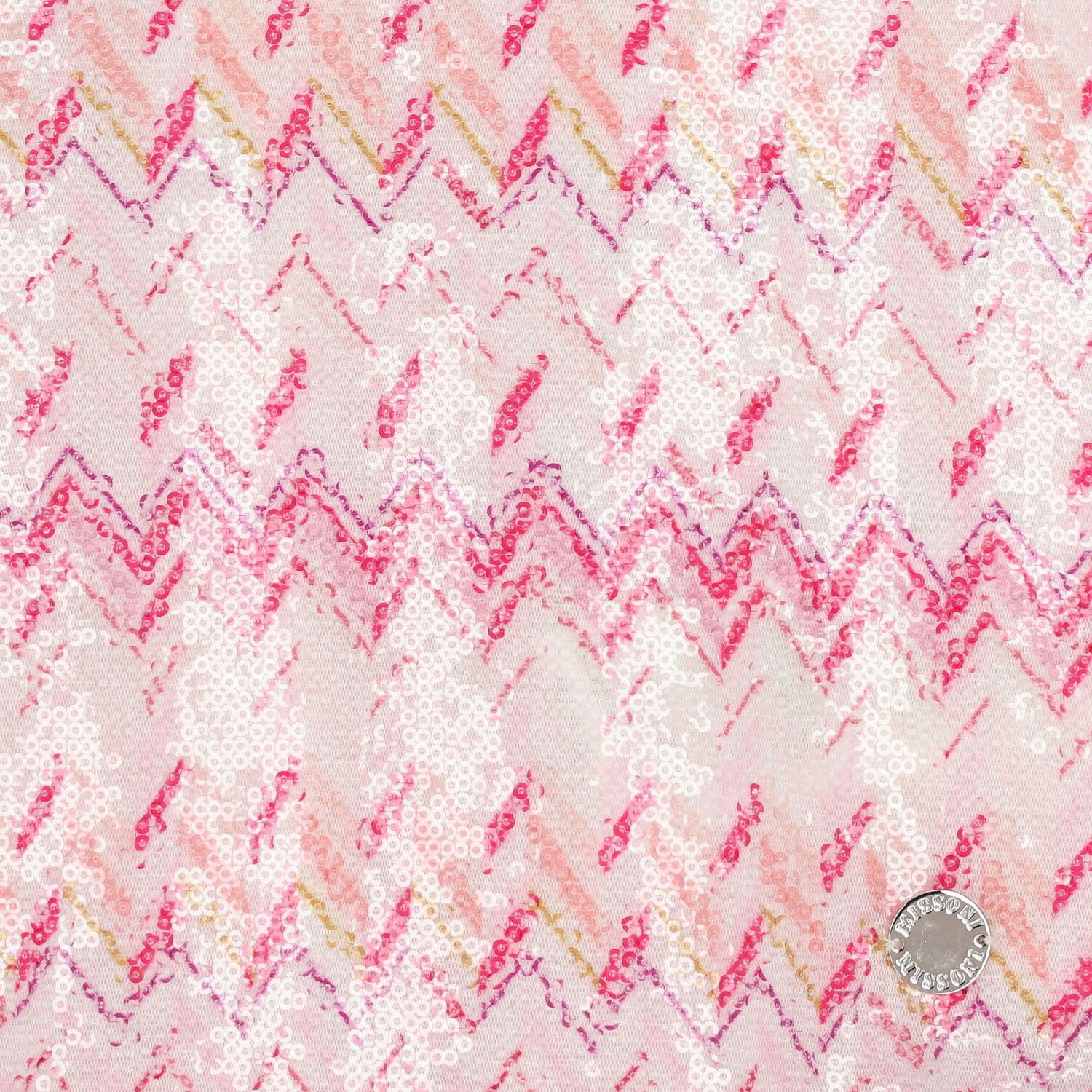 فستان بنات مزين بالترتر بشكل زجزاج باللون الابيض والوردى , 1, hi-res