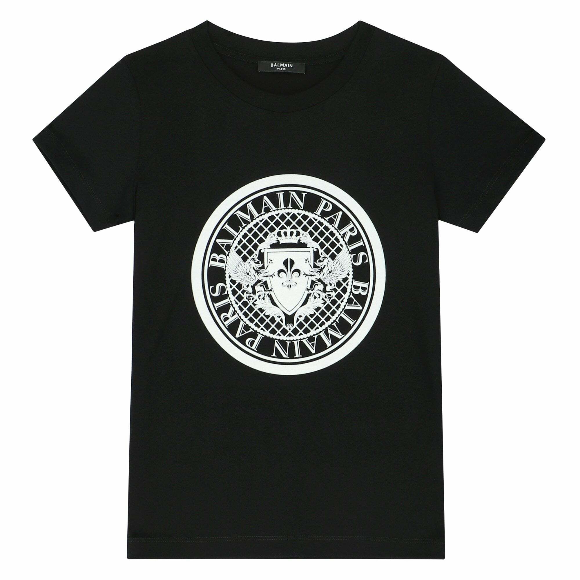 Balmain Black & White Logo T-Shirt | Junior Couture USA