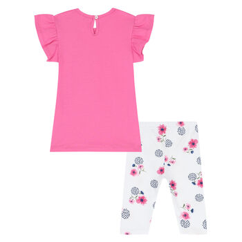 Younger Girls Pink & White Leggings Set