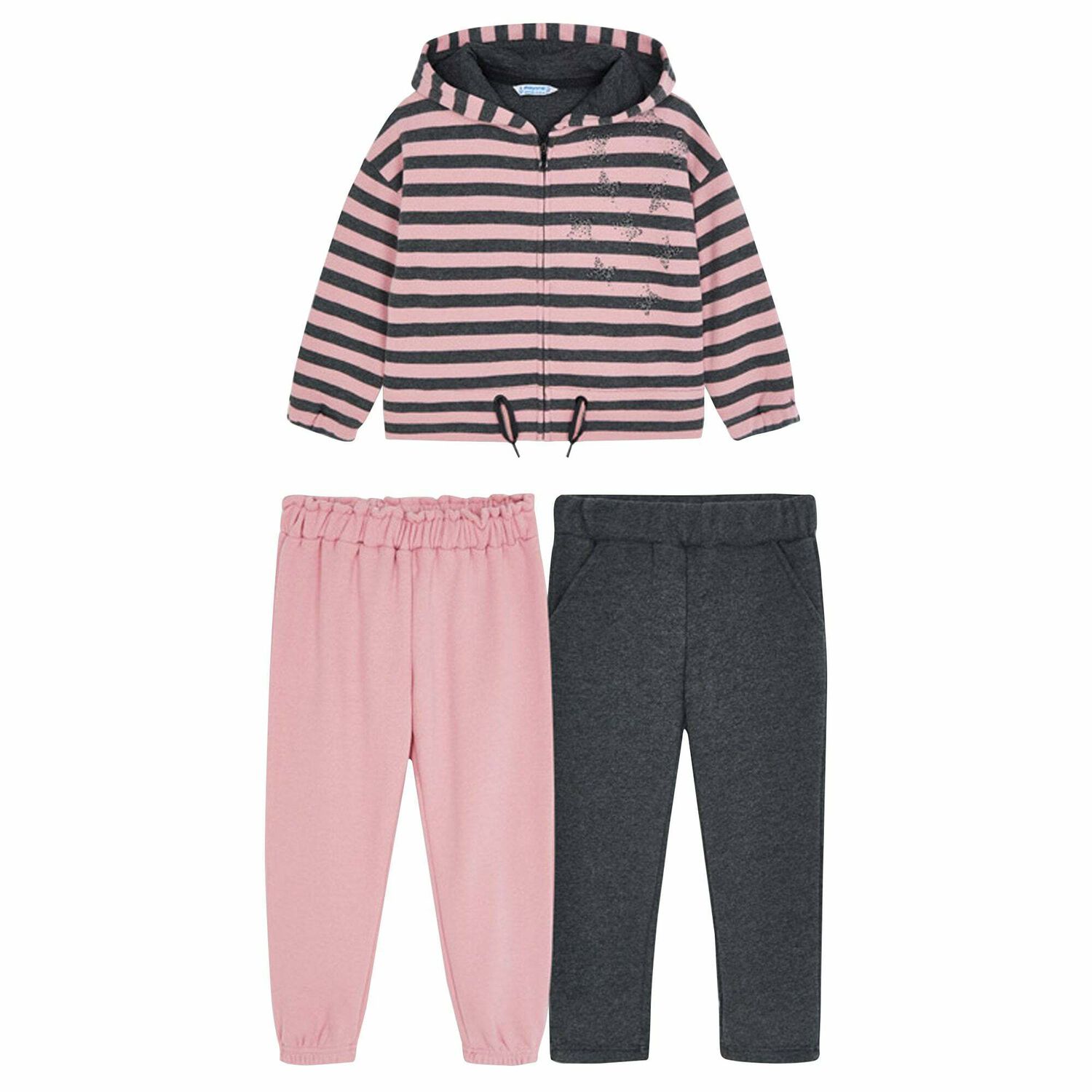 Girls Pink & Grey 3-Piece Tracksuit, 1, hi-res image number null