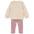 Younger Girls Beige & Pink Teddy Bear Leggings Set, 1, hi-res