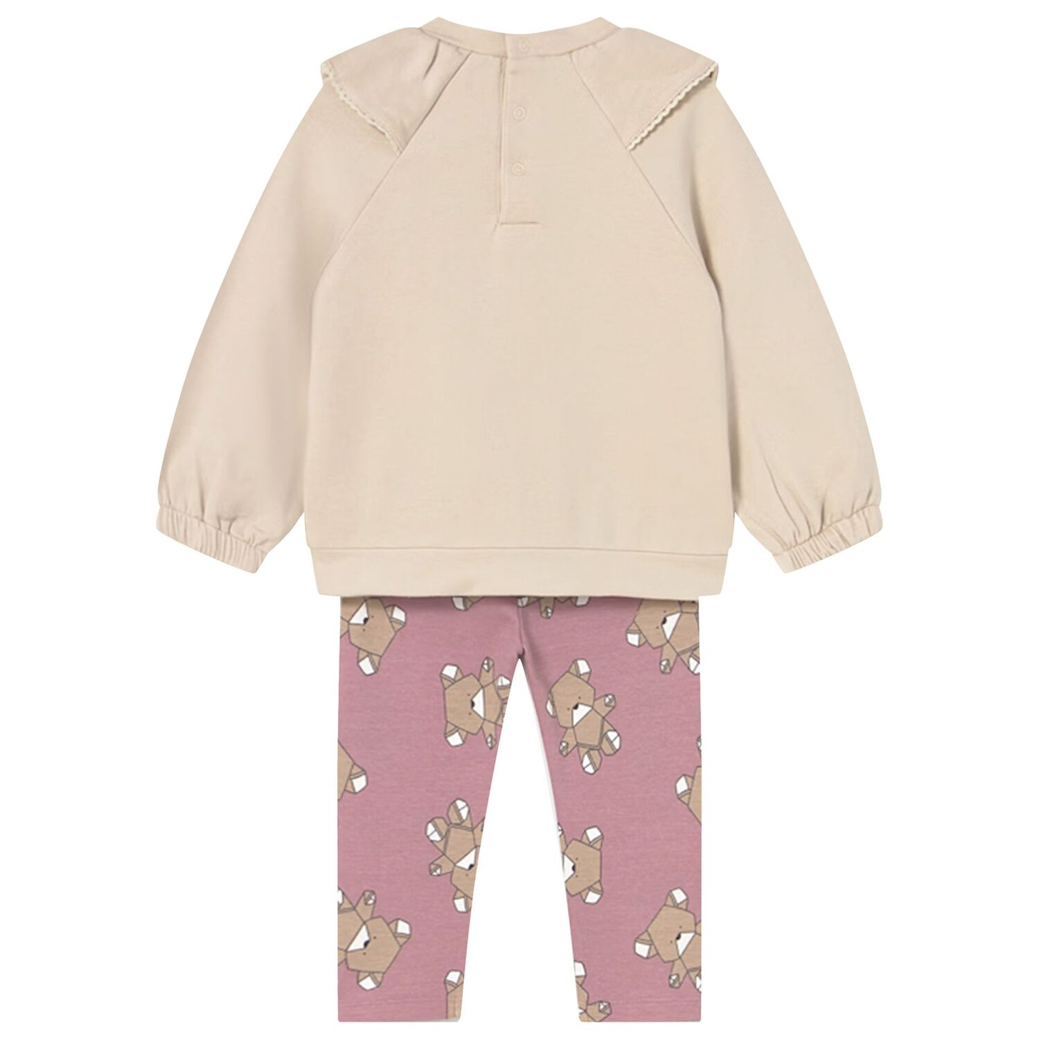 Younger Girls Beige & Pink Teddy Bear Leggings Set, 1, hi-res