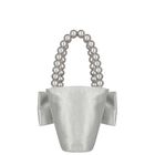 Girls Metallic Silver Bow Handbag , 1, hi-res