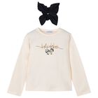 Girls Ivory Long Sleeeve & Scrunchie Set, 1, hi-res