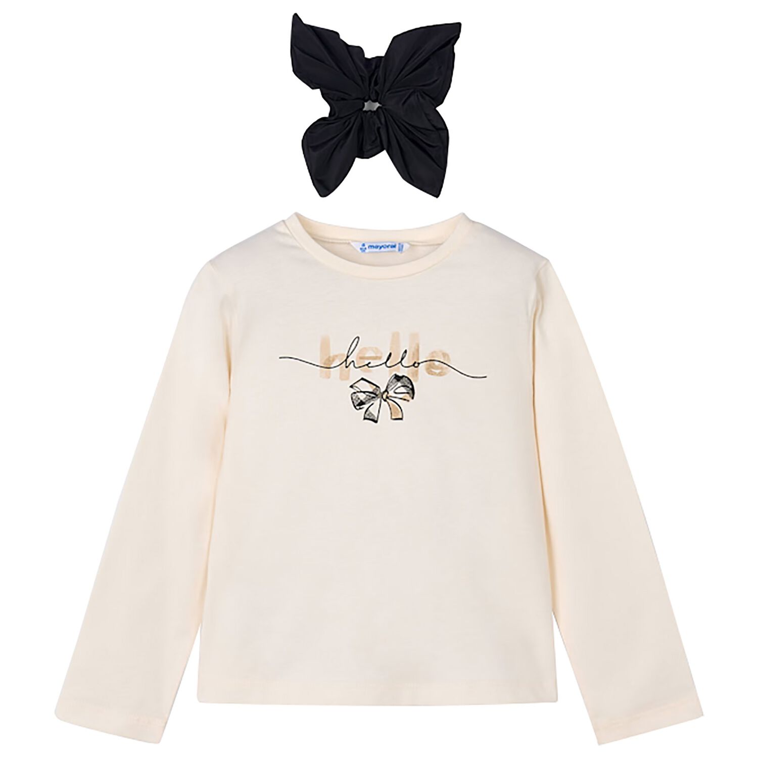 Girls Ivory Long Sleeeve & Scrunchie Set, 1, hi-res image number null