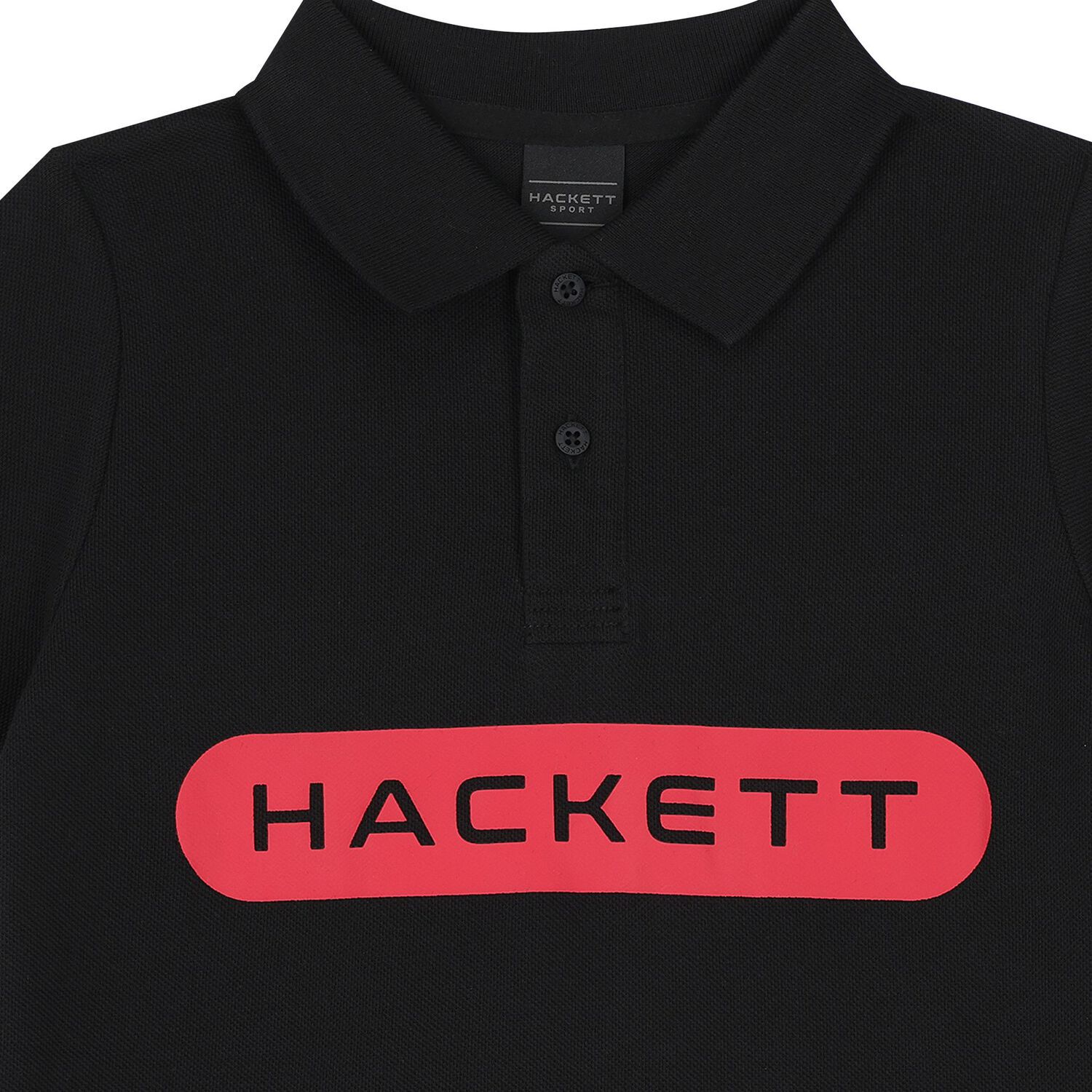 Boys Black Cotton Logo Polo Shirt, 2, hi-res image number null