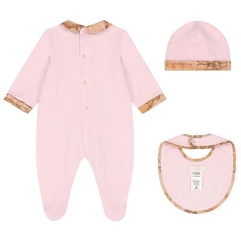Baby Girls Pink & Beige Geo Map Babygrow Gift Set