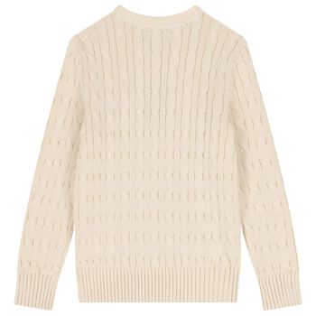 Ivory Logo Cable Knit Jumper