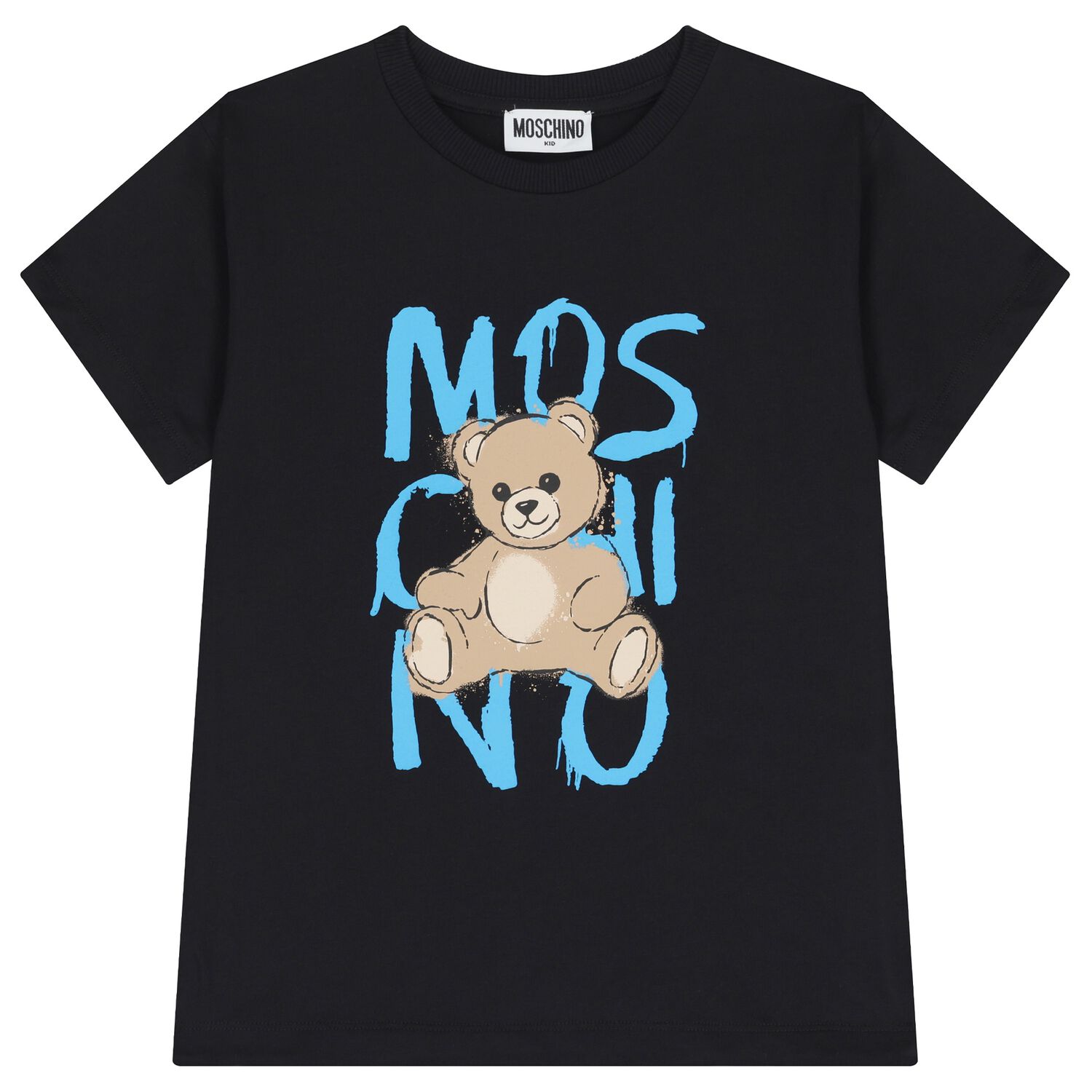 Boys Black Teddy Bear Logo T-Shirt, 1, hi-res