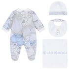 Baby Boys White & Blue Geo Map Babygrow Gift Set, 2, hi-res