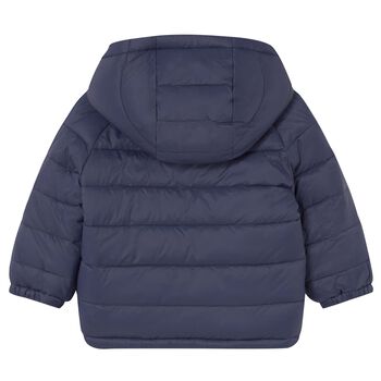 Younger Boys Navy Blue & Beige Reversible Puffer Jacket