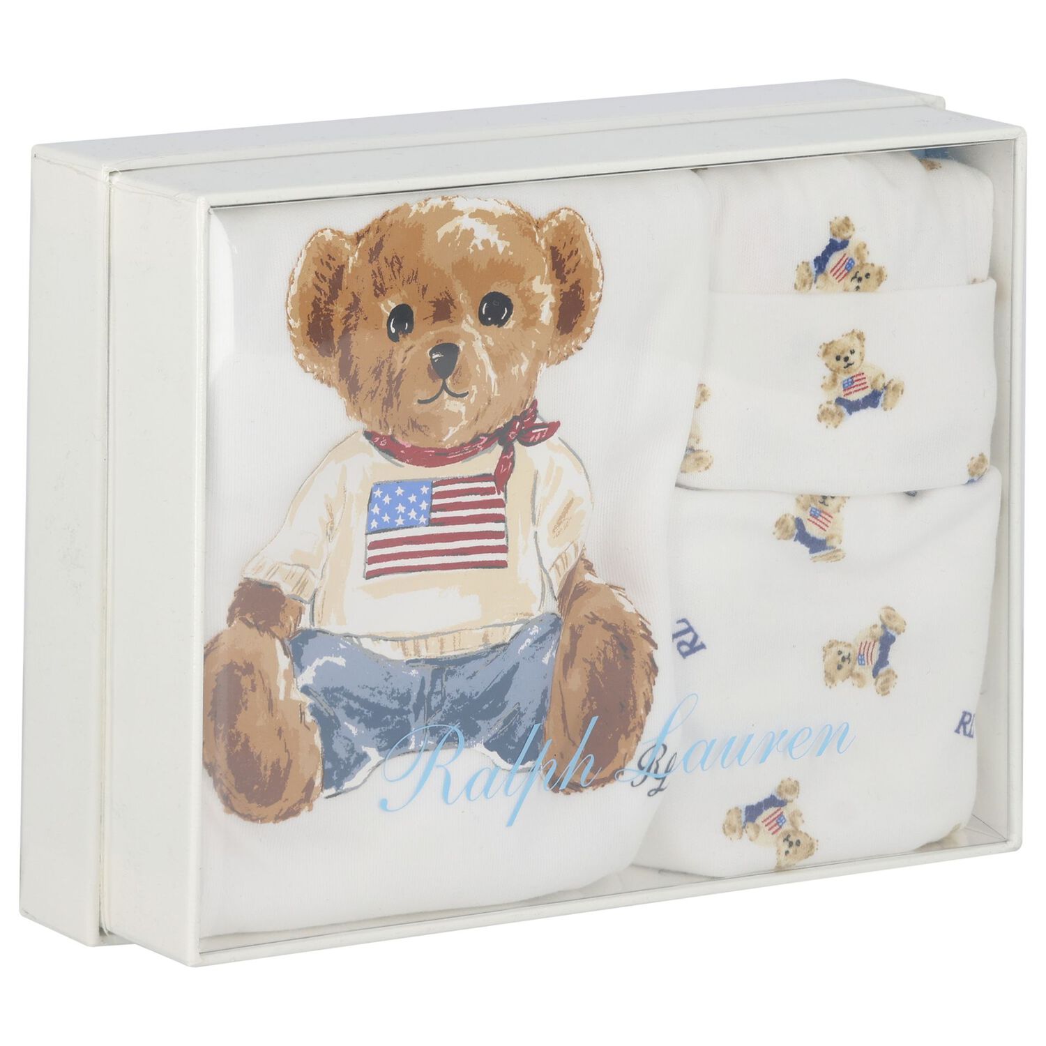 Baby Boys White Polo Bear Babysuit Gift Set, 1, hi-res