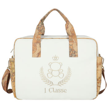 Ivory & Beige Geo Map Bear Changing Bag