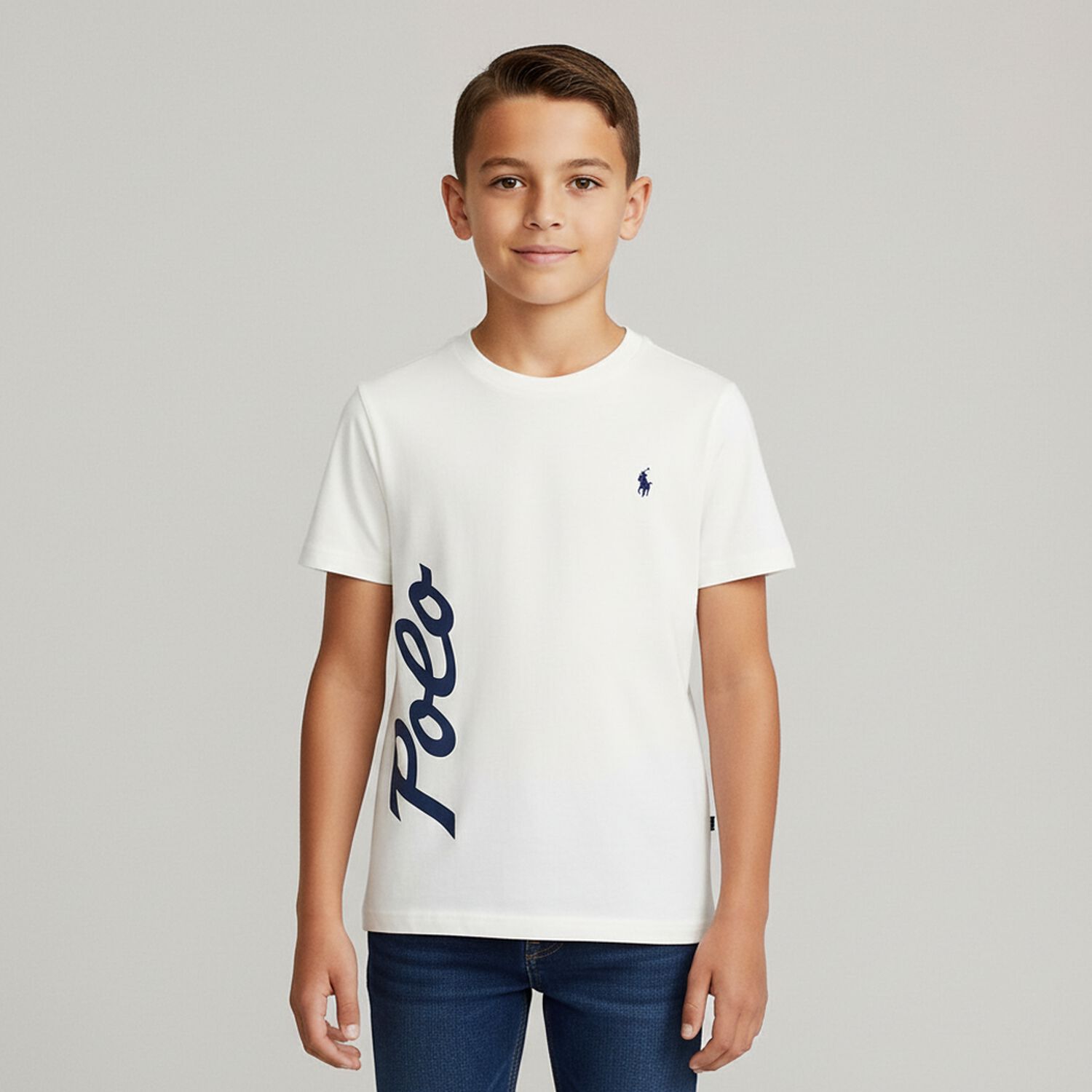 Boys White Logo T-Shirt, 1, hi-res image number null