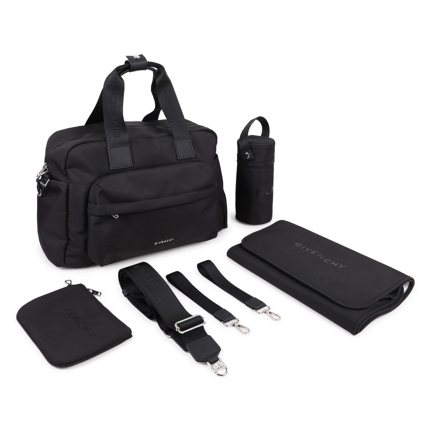 Black Logo Baby Changing Bag, 1, hi-res