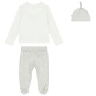 Ivory & Grey 2 Piece Babygrow Set, 1, hi-res
