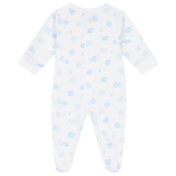 Baby Boys White & Blue Sheep Babygrow