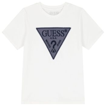 Guess تيشيرت أولاد بالشعار باللون الأبيض, 1 تيشيرت أولاد بالشعار باللون الأبيض