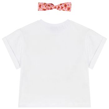 Girls White T-Shirt & Headband Set