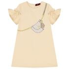 Girls Beige Bag Logo Dress, 2, hi-res