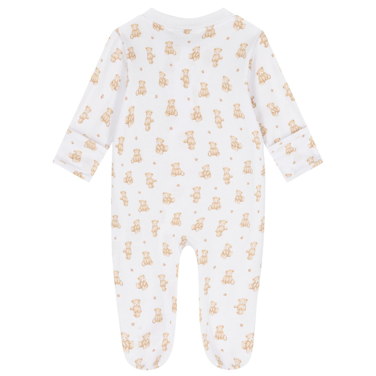 White & Beige Teddy Bear Time Babygrow, 1, hi-res image number null
