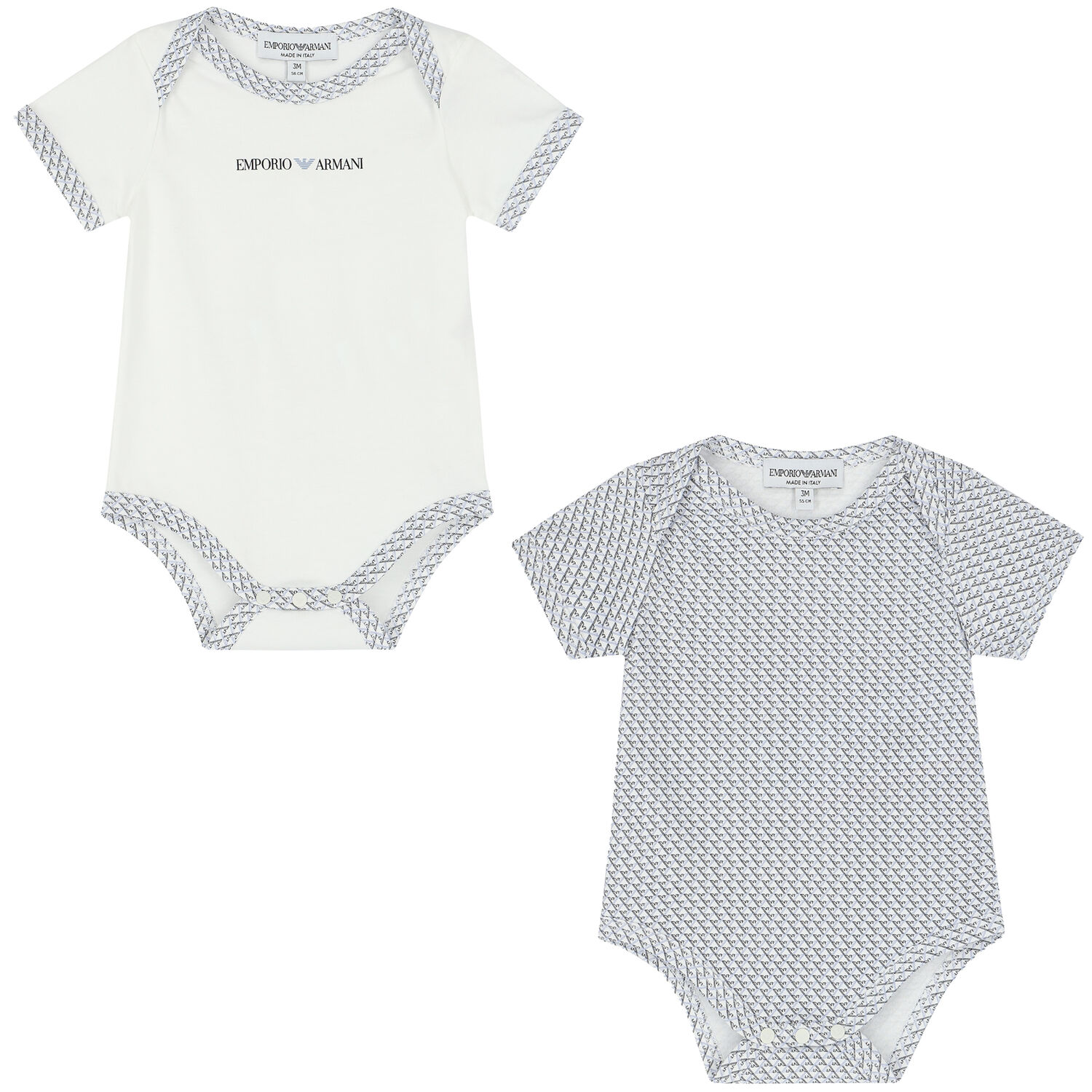 Baby Boys Ivory & Blue Logo Bodysuits ( 2-Pack ), 2, hi-res image number null