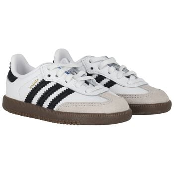 Younger White & Black Logo Samba Trainers