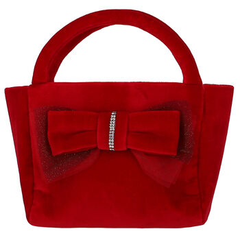 Girls Red Bow Velvet Bag