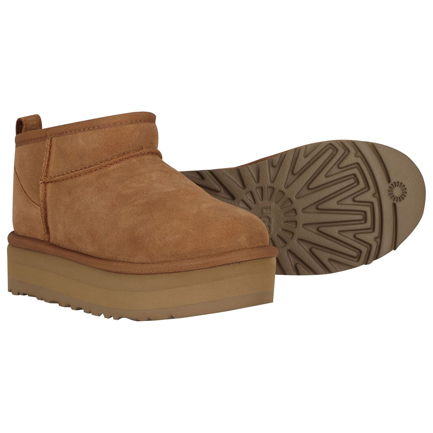 بوت بناتى من الجلد كلاسيكى قصير باللون الكستنائى, 2, hi-res