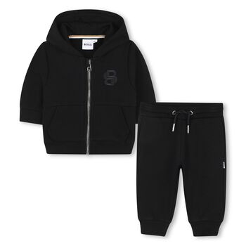 Younger Boys Black Logo Tracksuit