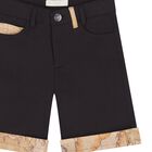 Boys Black Geo Map Shorts, 1, hi-res