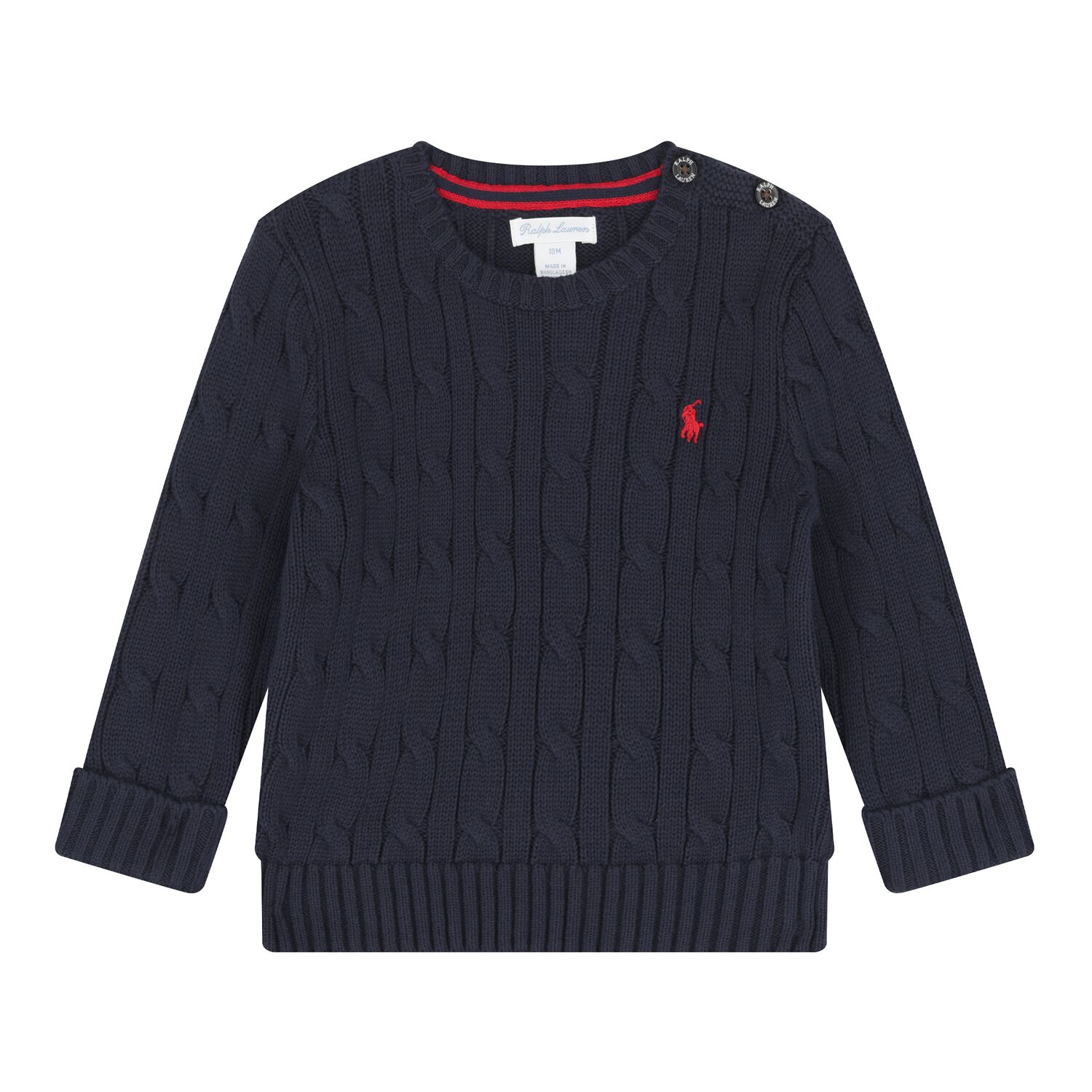 Navy Blue Logo Cable Baby Knit Jumper, 1, hi-res image number null