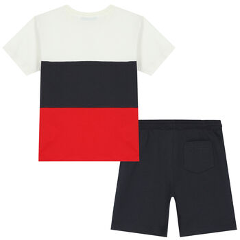 Boys Ivory, Grey & Red Shorts Set