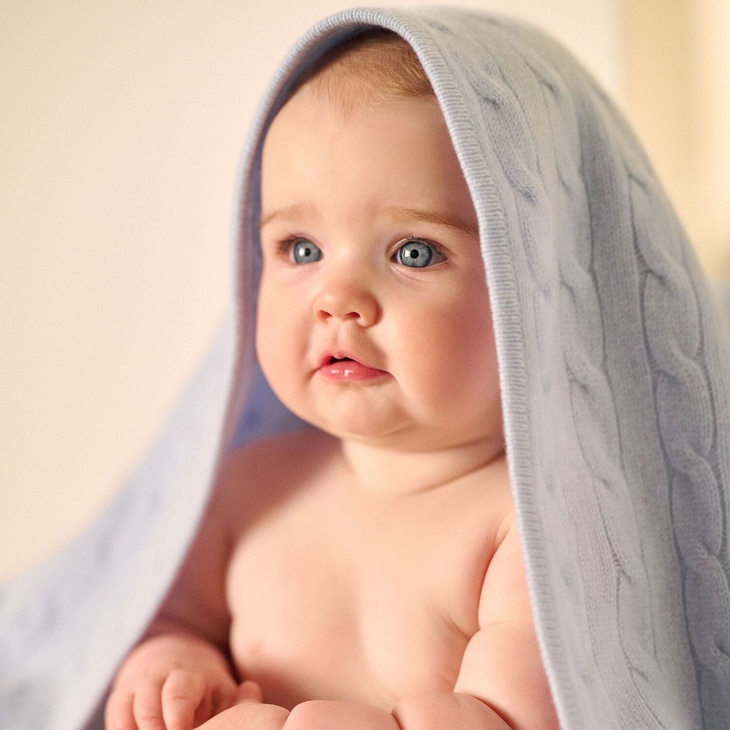 Blue Pony Logo Cable Knit Baby Blanket, 1, hi-res