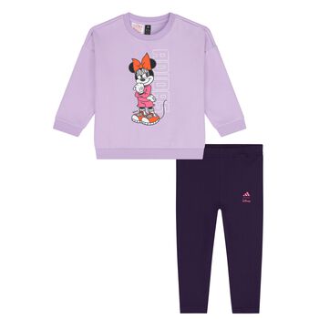 Younger Girls Purple Disney Logo Leggings Set