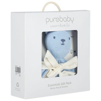 طقم هدايا لحاف وبطانية للأولاد الصغار باللونين الأبيض والأزرق