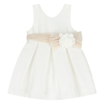 Younger Girls White Satin Dress