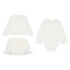 Baby Girls Ivory 3 Piece Skirt Set, 2, hi-res