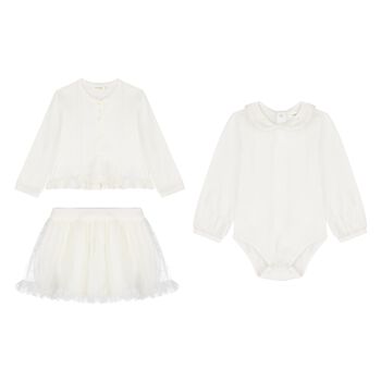 Baby Girls Ivory 3 Piece Skirt Set