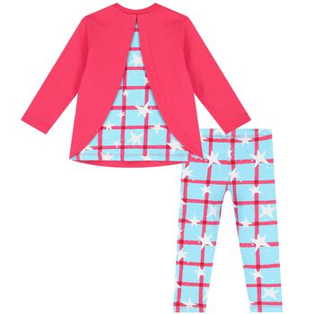 Girls Pink & Blue Star Leggings Set