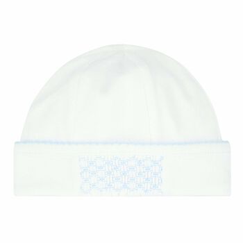 Baby Boys White & Blue Smocked Hat