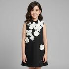 Girls Black & White Floral Dress, 1, hi-res